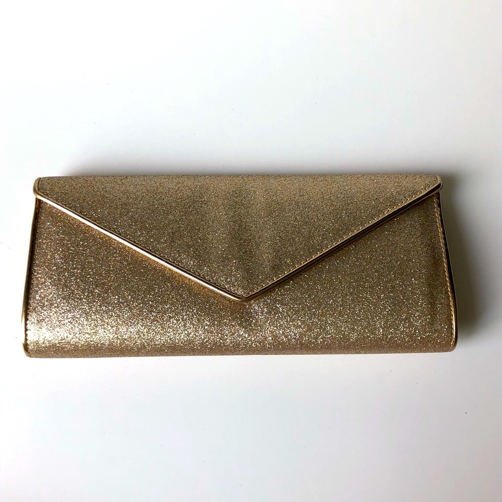 Aldo rose gold glitter clutch